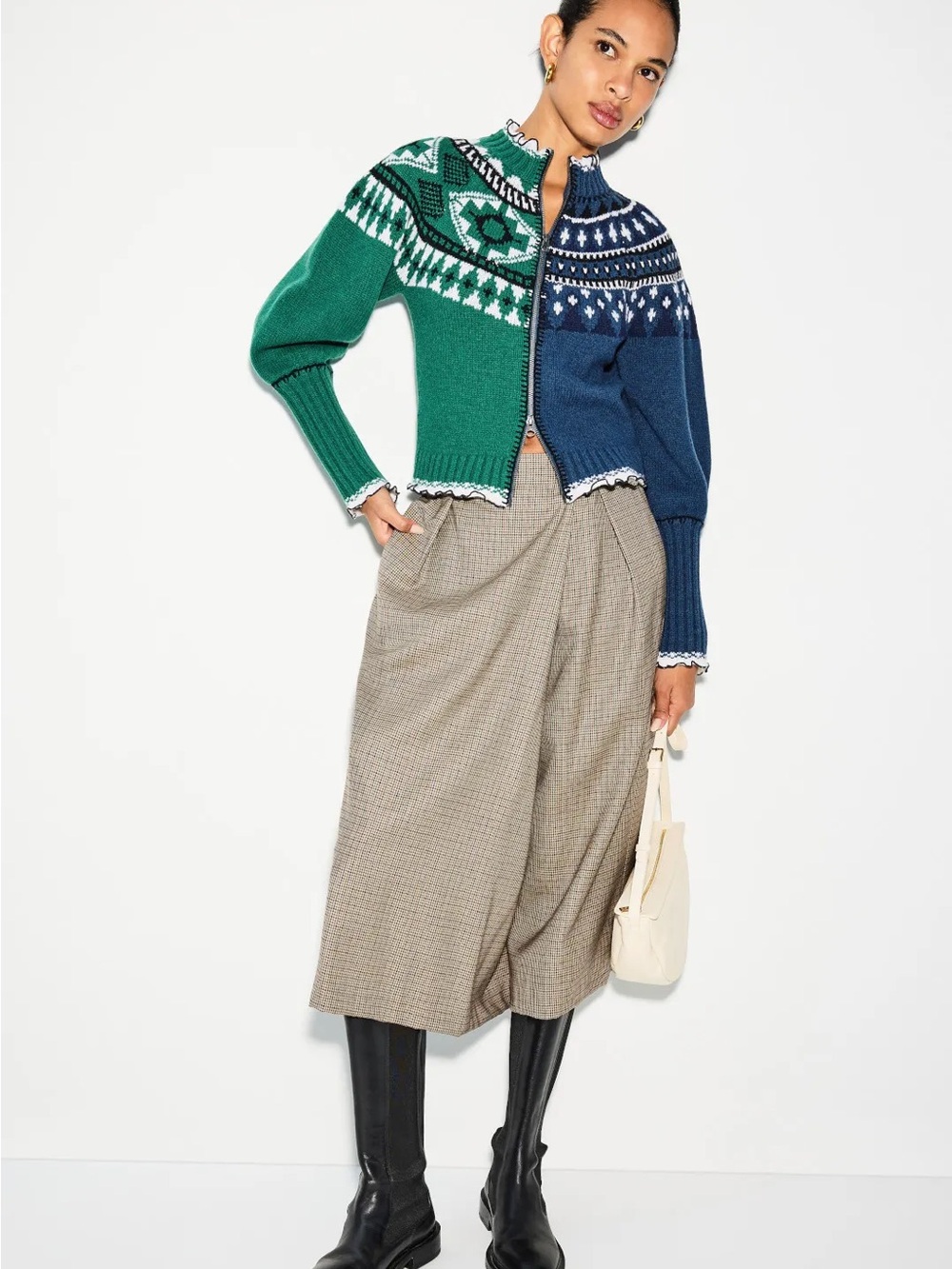 Sea New York Linea Fairisle Zip Front Cardigan